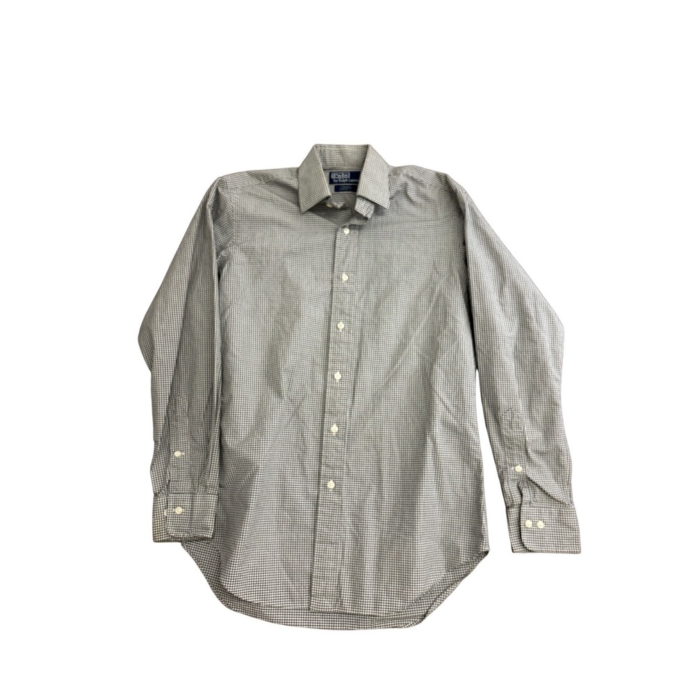 Polo Ralph Lauren Curham Classic Fit Gingham Shirt Mens 14.5 32/33 Grey White